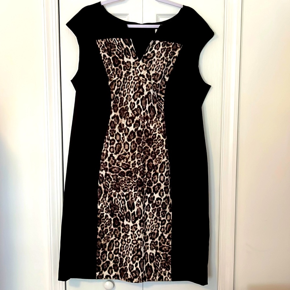 Dressbarn black and leopard dress
